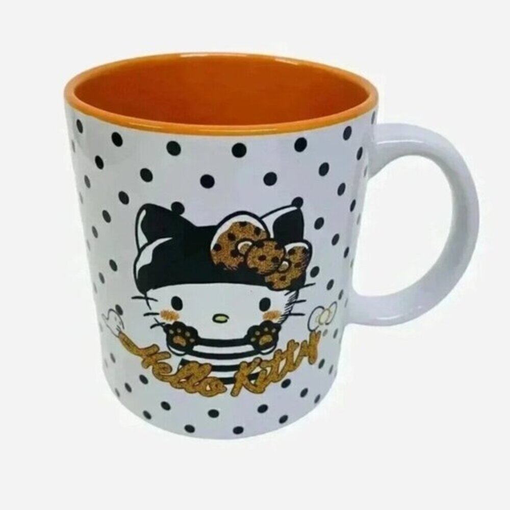 Sanrio Hello Kitty Glitter Ceramic Mug Happy Halloween Polka Dots 20 oz